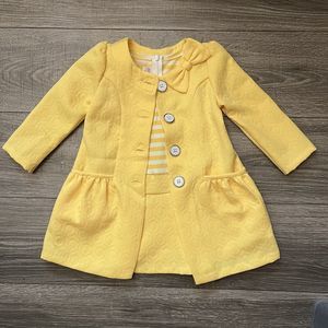 Iris & Ivy Baby Girls 2pc Yellow Striped Dress Jacket Set sz 24M
